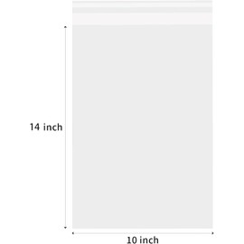 Clear Resealable Cellophane Plastic Bags Self Adhesive for Packaging Shirts, Clothing and Products,50 Pcs 10x14 Inches Self Sealing Cellophane Bags