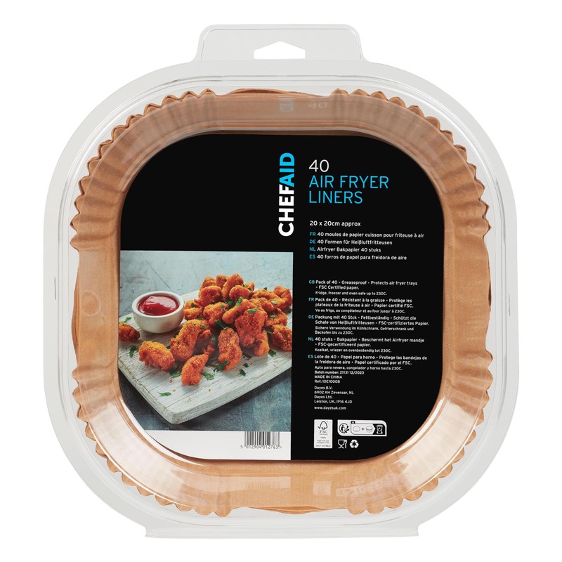 Chef Aid Square Paper Air-Fryer Liners, Pack of 40 with