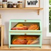 HOMEKOKO Double Layer Large Bread Box for Kitchen Counter, Wooden