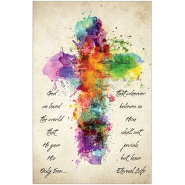 Watercolor Cross Inspirational Christian Poster-D29