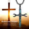 YYmqmq Black Cross Necklace for Men 925 Sterling Silver Turquoise