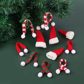 UUYYEO 18 Pcs Mini Christmas Hats and Scarves Small Doll Size Santa Hats Christmas Wine Bottle Santa Hats Doll Xmas Hats Tiny Craft Santa Hats Party Supplies