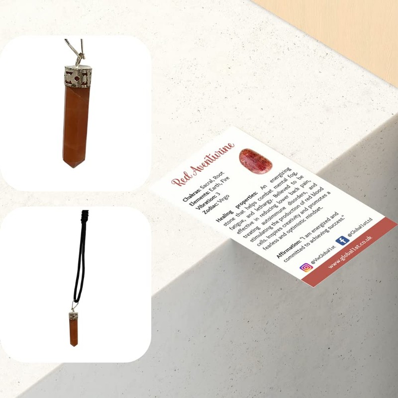 VIE VIE Pencil Pendant, 25-30mm (Red Aventurine)