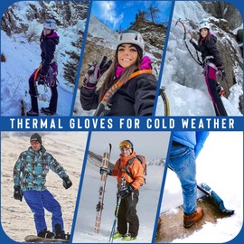 Waterproof & Windproof Winter Gloves for Men & Women, Touchscreen Thermal Gloves for Cold Weather, Ski Work Gloves (Blue, XL)
