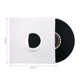 10'' Vinyl Record Paper Inner Sleeves - Anti-Static White Kraft Paper Acid Free Protection Covers for 10 Inches Record - 20 Pack