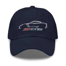Z06 Corvette C7 Silhouette Custom Car Club Embroidered Dad hat Navy
