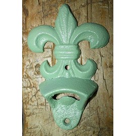 N?A Cast Iron Fleur De Lis Bottle openers, Sea Foam Green Beer Soda Opener Man Cave for Vintage Rustic Bar or Restaurant,Home, KTV, Hotels, ..