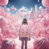 Moonmo Cute Unicorn Face Diamond Bling Waterproof Pink School Backpack