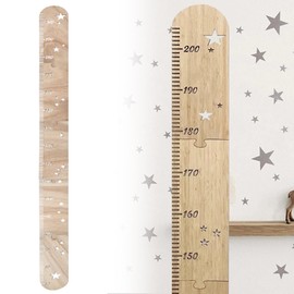 Kaslaider Print Wooden Height Chart for Children, Height Measurement Ruler Measuring Rulers for Kids Bedroom Wall Decoration Baby Height Growth Chart to Hold Their Growth, Foldable