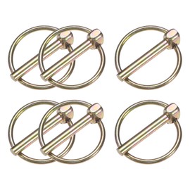 M METERXITY 6-Pack 11/64" Linch Pin with Ring, 1-3/16" Carbon Steel Lynch Pin Trailer Pins for Boat/Truck/Tractor/Trolley/Lawn Mower, Lock Clips Fastener Pin [4.5x30mm, Colored Zinc]