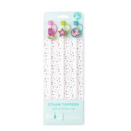 Swig Straw Toppers Set, 3 Reusable Straws with 3 Silicone Straw Covers, Straw Cover Cap with Customizable Straw Length, Compatible with 40oz Tumblers, Tumbler Accessories (Disco Cowgirl)