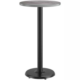 LANC 24" Round Gray Laminate Table Top With Base - Bar Height Restaurant Table