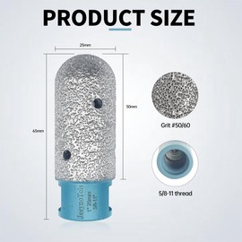 JeeynoTols Diamond Finger Milling Bit - 1"(25mm) 5/8"-11 Thread Finger Bit for Enlarging,Shaping,Grinding,Round Bevel Existing Holes in Porcelain Ceramic Tile Countertop Granite Marble Round