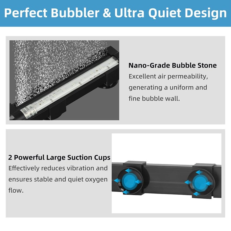 DaToo Submersible Aquarium Light 6Inch Fish Tank Light Bubbler Wall