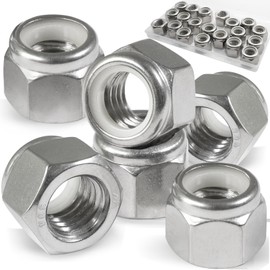 Vifmy 20 Pack 1/2"-13 Inch Locknuts,304 (A2-70) Stainless Steel Nylon Insert Lock Nuts,Standard Inch Thread Nylock Nuts
