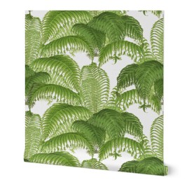 Peel & Stick Wallpaper 3ft x 2ft - Fern Green Greenery Botanical Classic Leaves Plants Vintage Victorian Retro Custom Removable Wallpaper by Spoonflower