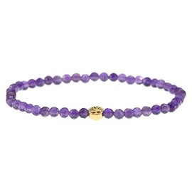 LAKADA Genuine Gemstone Bracelet with Faceted 4 mm Beads and Stainless Steel Tree of Life Healing Stone Protective Stone Bracelet Lucky Charm Talisman Gift, Gemstone, Faceted gemstone