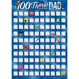 DPKOW Dad Gift 100 Things To Do with Dad Scratch Off Poster, Dad Father's Day Christmas Birthday Gift Large Scratchable Poster Checklist 100 Things To Do Bucket List with Kraft Paper Box, 16.5×23.4