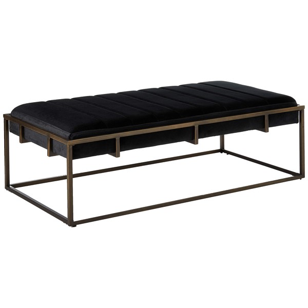 Christopher Knight Home Vassy Modern Velvet Ottoman Bench with Brass