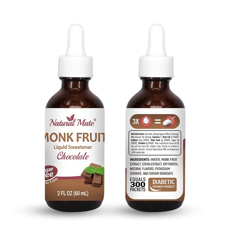 Flavored Liquid Monk Fruit Sweetener Optimized with Erythritol 2oz -