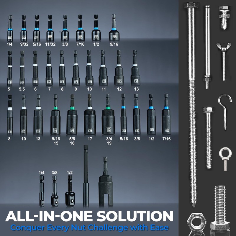 toolant Magnetic Nut Driver Set, 8pcs SAE Impact Driver Bit