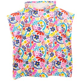 Harry Bear Girls Towel Poncho Floral Multicolour One Size