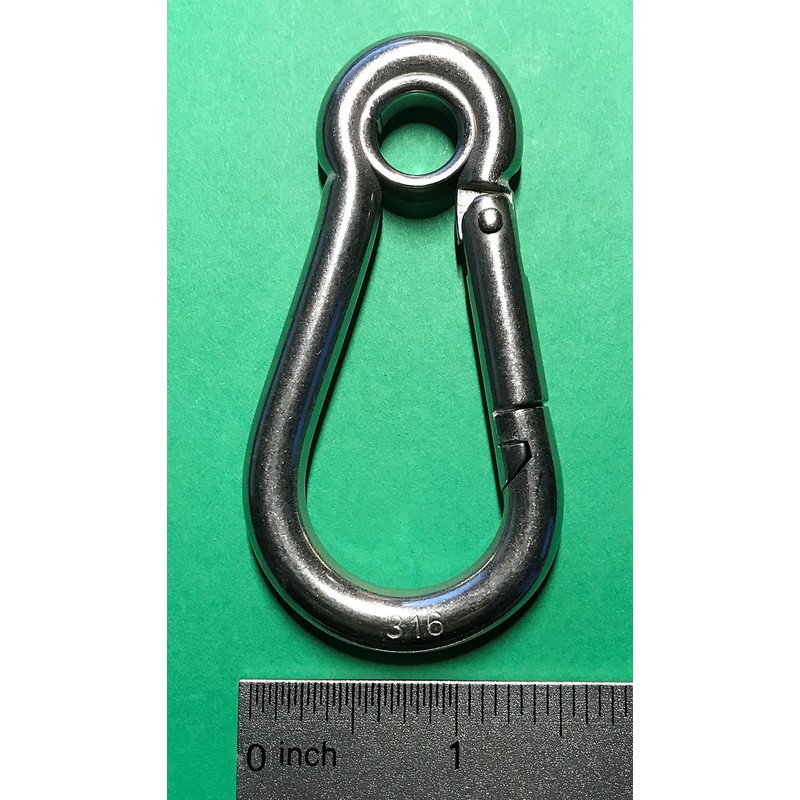 US STAINLESS Stainless Steel 316 Spring Hook with Eyelet Carabiner