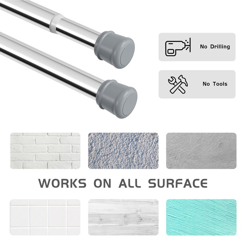 Ginbel Direct Shower Curtain Rod 28-48 Inch, 1"Diameter Spring Long