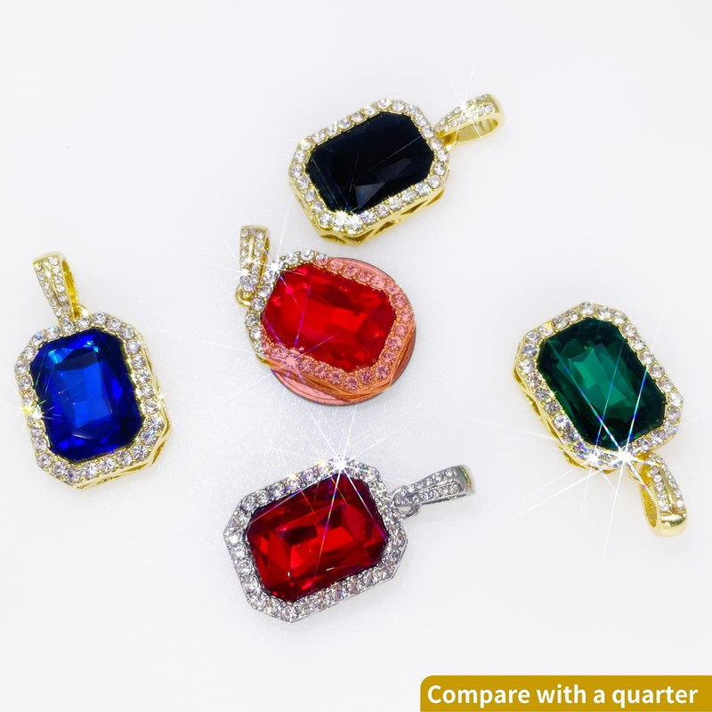 ZeaLian Hip Hop Necklace Iced Out Crystal Pendant Jewelry Gemstone