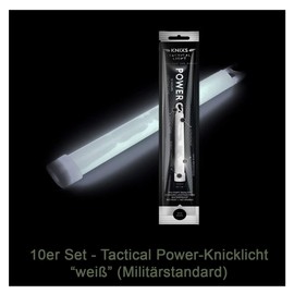 Set of 10 – Power Glow Stick/Tactical Light in Military Standard – White Luminous (6 Inches / 15 cm) – Individually Packed – Minimum 12 Hours Lighting Time