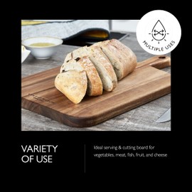 Cole & Mason Barkway Medium Chopping Board with Handle - Wood Chopping Board - Cutting Board for Vegetables, Meat, Fish, Fruit and Cheese - Board with Storage Handle - Acacia, 18" x 10.6"