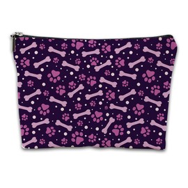 iapodiad - Bolsa de maquillaje multicolor con mariposas personalizadas con cierre, impermeable, bonita bolsa de maquillaje, ideal para regalo para mujer, Estampado de huellas y huesos, Una talla