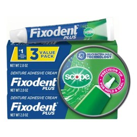 Paquete 3 Fixodent Plus Crema Adhesiva Dentadura 2oz Xchws P