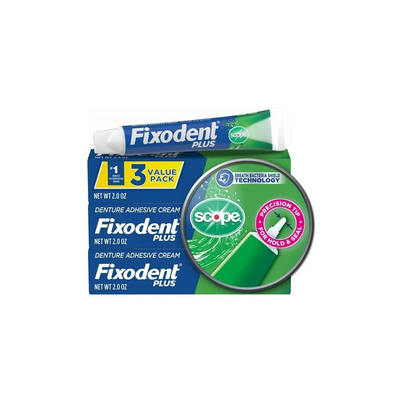 Paquete 3 Fixodent Plus Crema Adhesiva Dentadura 2oz Xchws P