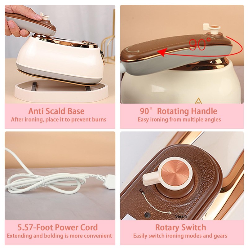 Travel Clothes Steamer, 1200W High-Power Handheld Steam Iron, 2-In-1 Steamer&Iron,