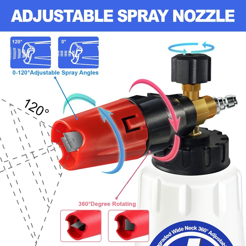 Foam Cannon for Pressure Washer, 1 Liter Bottle, 1/4 Inch