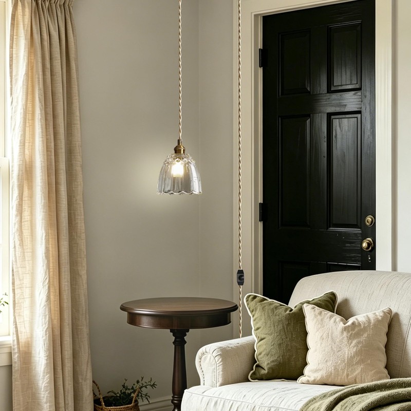 dareyu 6" Plug in Pendant Light, Vintage Mini Glass Hanging
