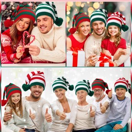 YFXQYFSH 6 Pcs Christmas Elf Hat Knitted Santa Hat Winter Beanie Striped Hat for Xmas New Year's Party Costume Accessory