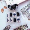 Medium Press on Nails Square Fake Nails Black Glossy Acrylic