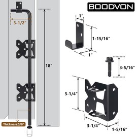 Heavy Duty 18 Inch Cane Bolt Gate Drop Rod Gate Stopper Hardware, Wooden Fence Latch for Gates, Metal Gates Doors Stopper for Gate Ground, Wrought Iron Gate Latches, Black Finish, 1 Pack