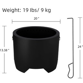 20'' Smokeless Portable Fire Pit - 19lbs Wood Burning Stove with Removable Ash Pan, Lightweight Outdoor Fireplace for Backyard, Patio, Garden & Camping