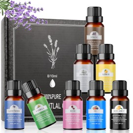 Aceites Esenciales de Aromaterapia,8 Caja de Regalo de Aceites Esenciales de Aromaterapia 100 Aromaterapia,Lavanda, Limn, Rosa, Bergamota, Higo,...   