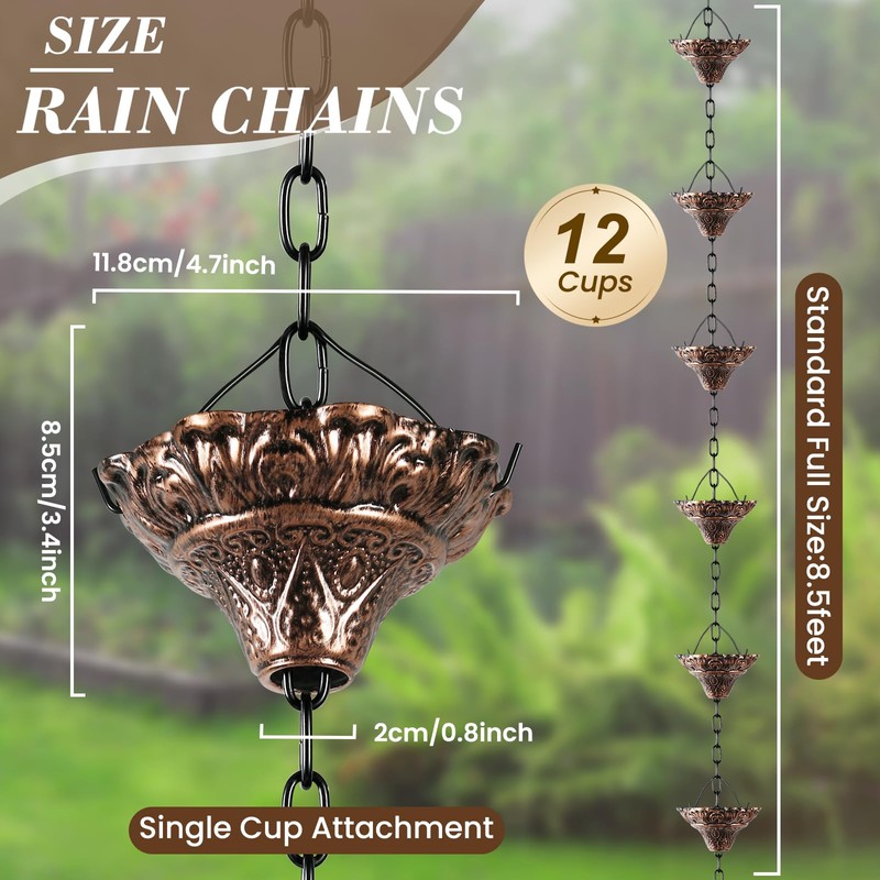 HANAYARD Rain Chain Gutter Downspout Antique Copper Rain Chains for