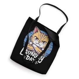 Funny Cat Laundry Day Daily Tasks Cleaning Day Humor Design Tote Bag