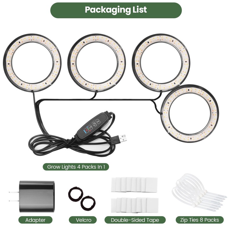 Mosthink 6.3" Ceiling Grow Lights for Indoor Plants, 288 LEDs