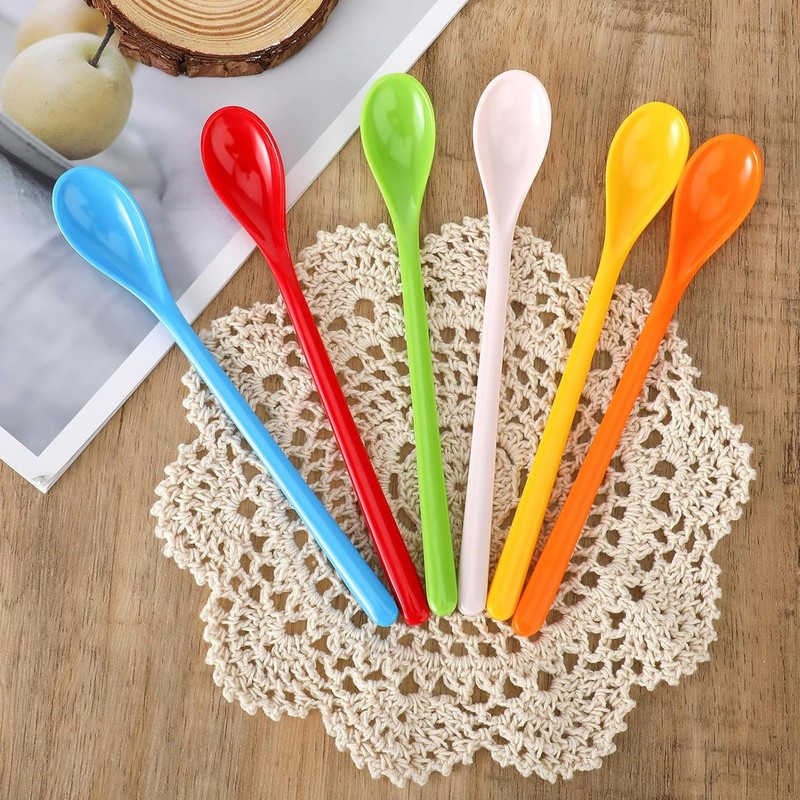 Plastic Spoons, 10 Pcs Reusable Long Handled Teaspoons Ice Cream