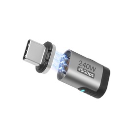 Adaptador magnético USB tipo C, 24 pines USB USB 4 USB tipo C macho a hembra compatible con transferencia de datos de 40 Gbps, carga rápida PD de 240 W, video de 8 K a 60 Hz (compatible con