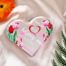 MUCOOS Acrylic Ornaments to Express Gratitude, Dreamy Pink Tulip Theme, Gifts for Teachers, Thank You Gifts, Gifts for Women, Exquisite Acrylic Plaques