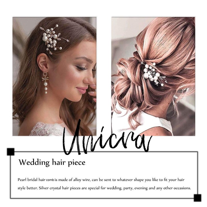 Unicra - Peine para el pelo de novia, color plateado