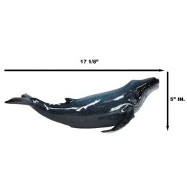 Large Nautical Ocean Marine Baleen Blue Humpback Whale Swimming Figurine 17"L